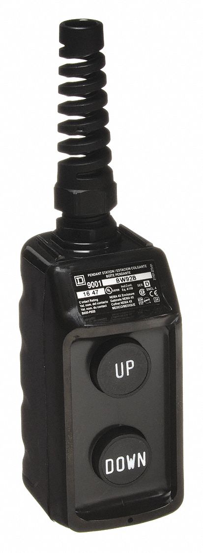Pendant Control Station: (2) Push Buttons, 2NO, Up/Down, NEMA 1/3/3R/4/4X, (2) Push Buttons
