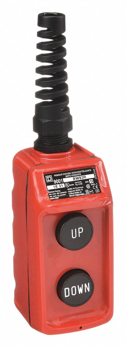 Pendant Control Station: (2) Push Buttons, 2NO, Up/Down, NEMA 1/3/3R/4/4X, (2) Push Buttons