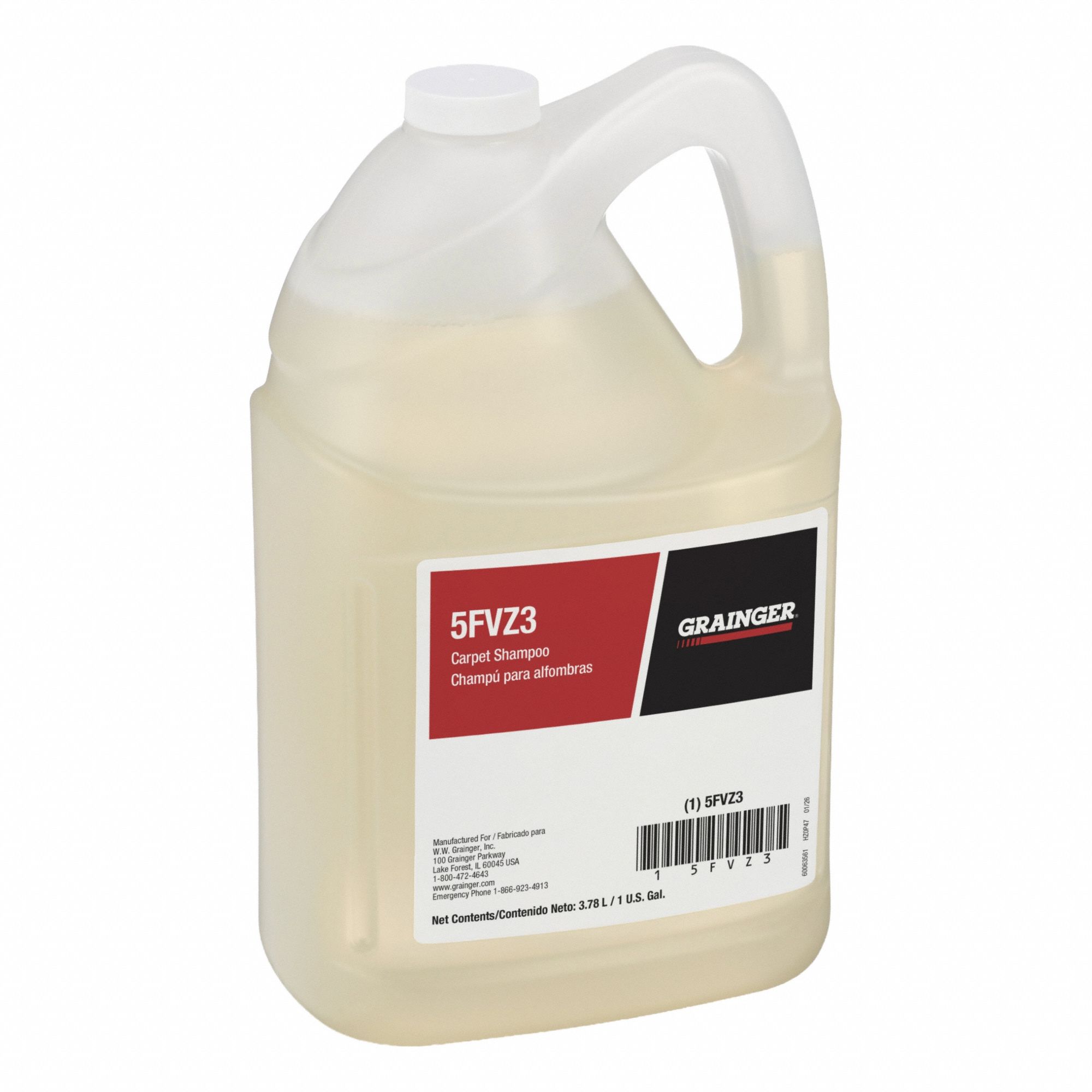 Carpet Shampoo: Jug, 1 gal, Liquid, Fruity