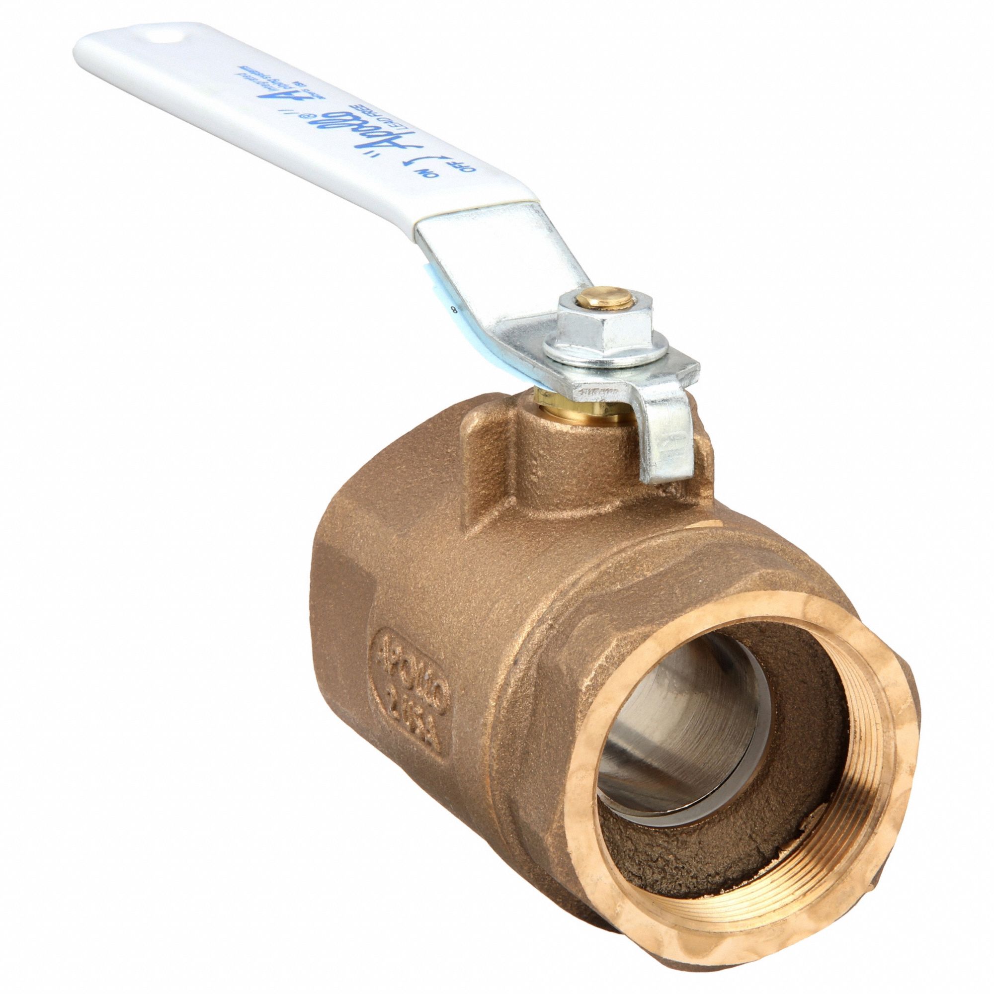 Manual Two-Way Ball Valve: 2 in Size, Bronze, Straight, FNPT x FNPT, Std Port Ball Port
