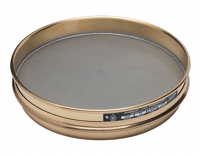 Standard Stainless Steel Cloth Test Sieve: Stainless Steel, 8 in Outside Dia
