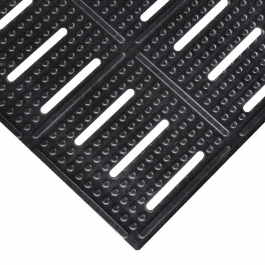NOTRAX Drainage Mat, 5 ft L, 3 ft W, 3/8 in Thick, Rectangle, Black