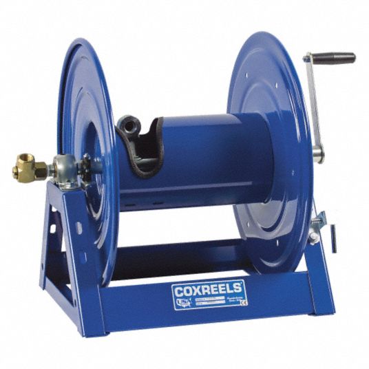 COXREELS Hand Crank Hose Reel: 200 ft (3/4 in I.D.), Nitrile, Brass, Blue