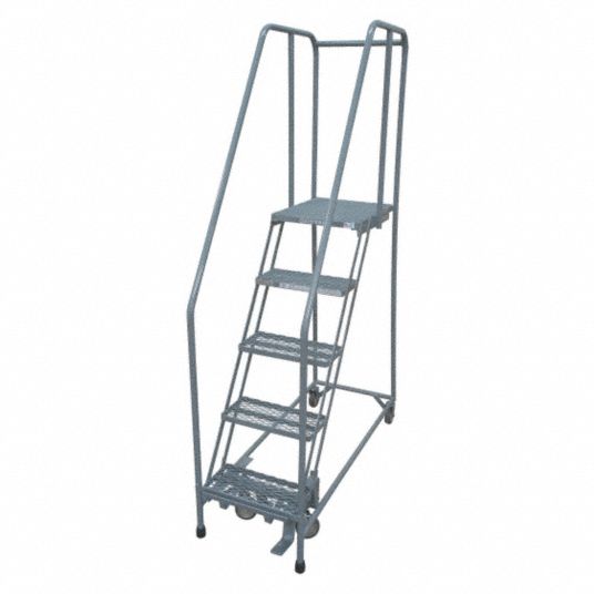 COTTERMAN 5-Step Rolling Ladder, Serrated Step Tread, 80 in Overall ...