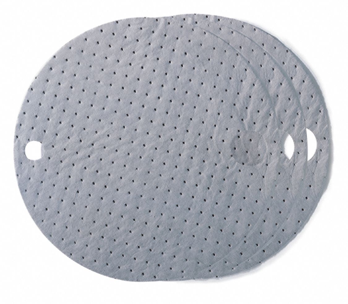 DRUM TOP ABSORBENT PAD, 30 OZ ABSORBED PER PAD, 6 GALLON CAPACITY, 25 PK