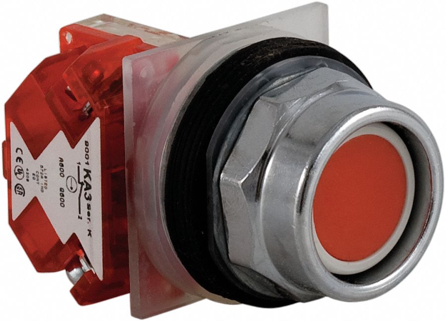 Extended Push Button Operator: Non-Illuminated, Extended Profile, Metallic, 30 mm