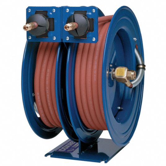 25 ft (1/2 in I.D.), 1/2 in MNPT x 1/2 in MNPT, Dual Reel Spring Return  Hose Reel - 5FZW8