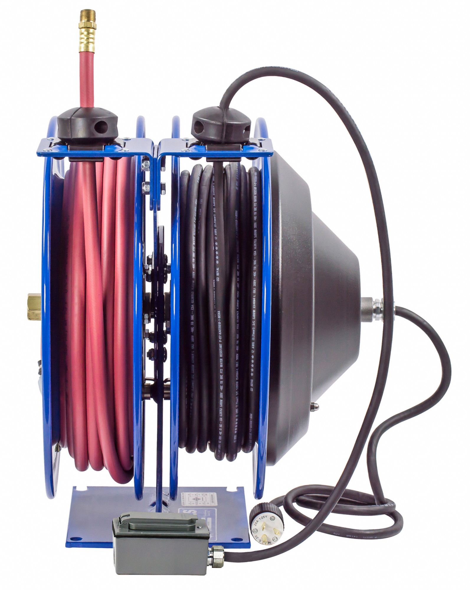 COXREELS Dual Reel Spring Return Hose Reel, Air, Electric, 0 psi, 300