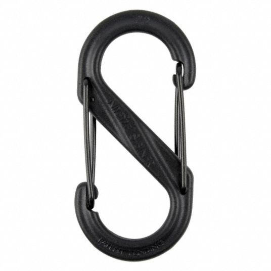 Nite Ize SBP2-03-01BG S-Biner Plastic Double-Gated Carabiner Clip, Black/Black Gates, Size #2