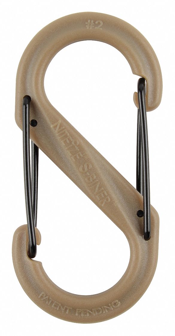 Carabiner Clip,2 In.,Plastic,Brown Grainger