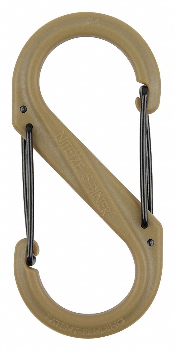 Carabiner Clip,31/2 In.,Plastic,Brown Grainger