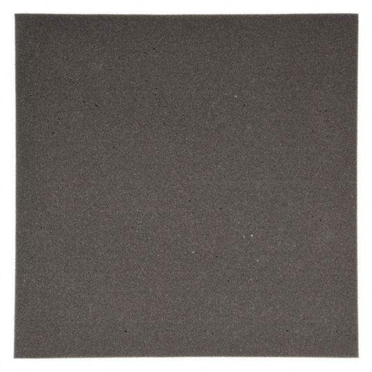 Polyurethane Sheet: Std, 24 in x 24 in, 1 1/2 in Thick, Gray, Open Cell,  Plain, Soft (5 to 8 psi)