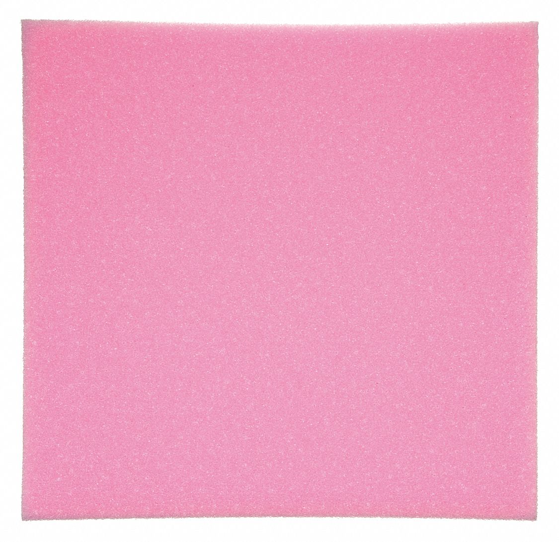 ANTI-STATIC POLYETHYLENE SHEET, STANDARD, 12 IN X 12 IN, PINK, CLOSED CELL, PLAIN, 0 ° F TO 150 ° F