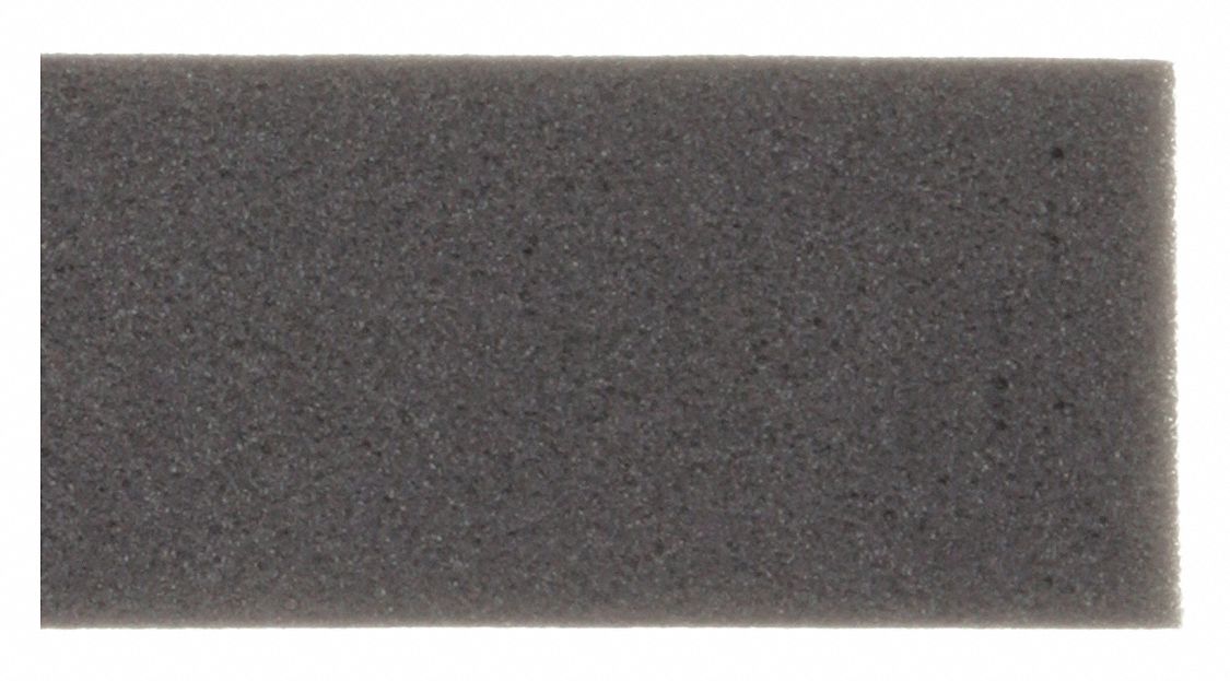 POLYURETHANE STRIP, STANDARD, 1¼ IN X 42 IN, 1¼ IN THICK, GREY, OPEN CELL, PLAIN, FAIR (LESS THAN 50 PSI)