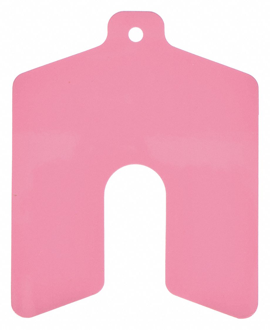 Slotted Shim, Untabbed, 0.015" Thk, PK20: Untabbed, A Trade Size, 2 in Shim Lg, 2 in Shim Wd, Vinyl, 20