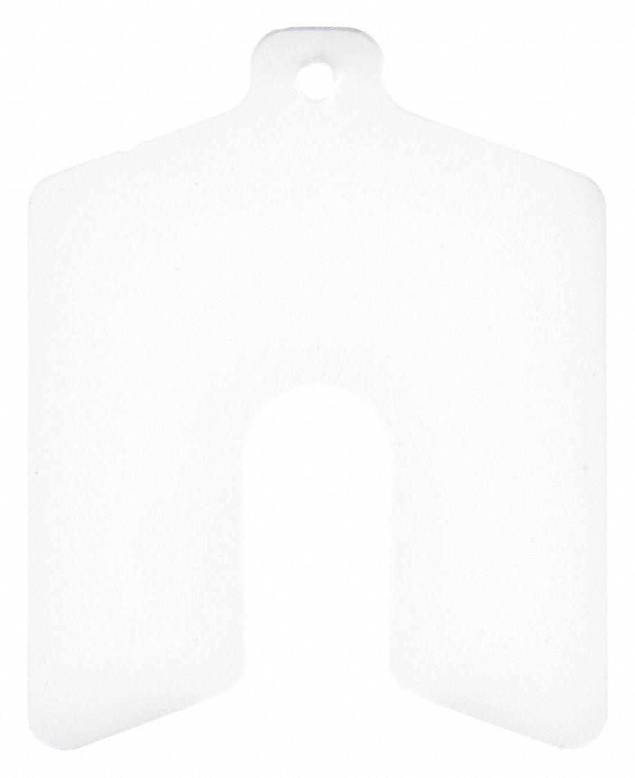 Slotted Shim, Untabbed, 0.025" Thk, PK20: Untabbed, A Trade Size, 2 in Shim Lg, 2 in Shim Wd, Vinyl, 20