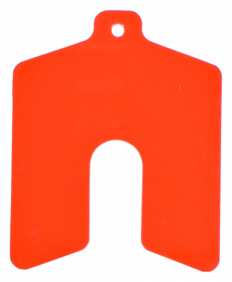 Slotted Shim, Untabbed, 0.03" Thk, PK20: Untabbed, A Trade Size, 2 in Shim Lg, 2 in Shim Wd, Vinyl, 20