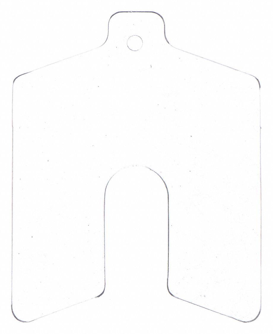 Slotted Shim, Untabbed, 0.04" Thk, PK20: Untabbed, A Trade Size, 2 in Shim Lg, 2 in Shim Wd, Vinyl, 20