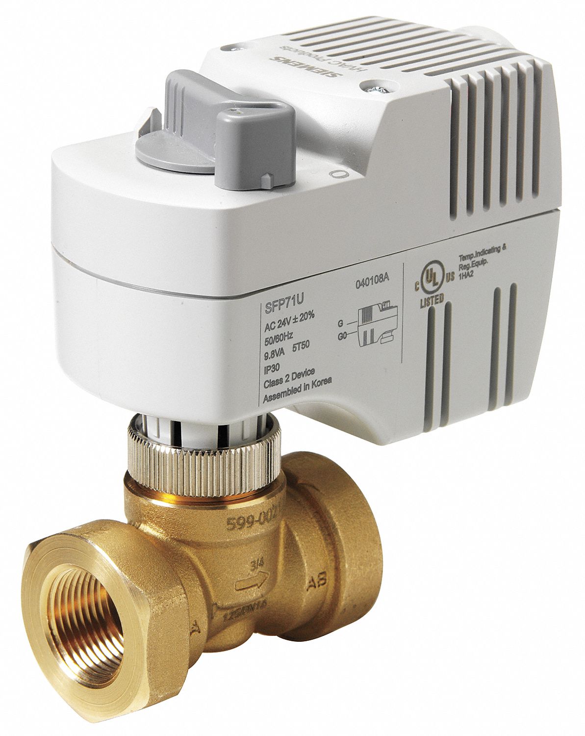 THREADED GLOBE VALVE, 4.1 CV FLOW RATE, 2-WAY, ¾ IN FEMALE NPT, SPRING RETURN, ON/OFF SIGNAL