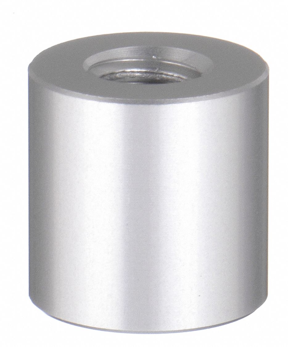 Panel Mounting Standoffs: Base, 6061, Aluminum, Plain, 1/2 in Overall Lg, 1/2 in Outside Dia, 2 PK