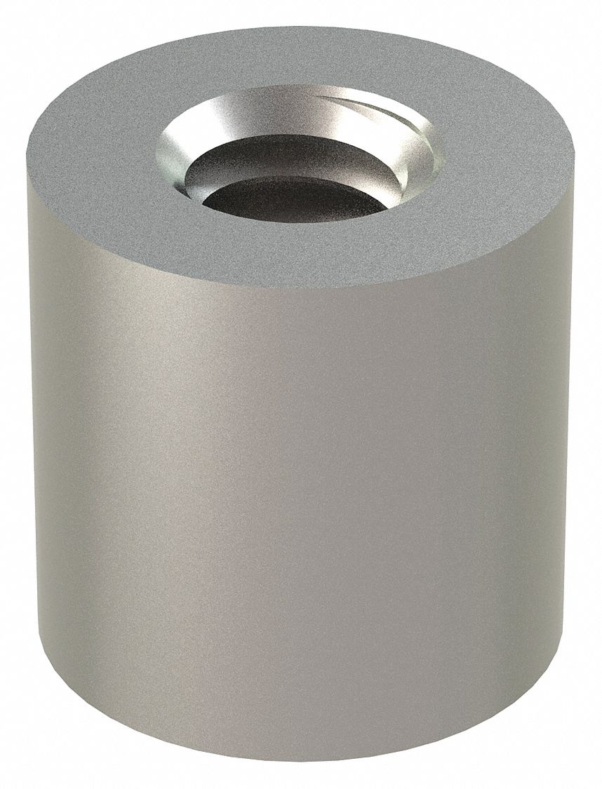 Standoff: 1/4"-20 Thrd Sz, 1/2 in Lg, Round, Stainless Steel, Plain, 1/2 in Dia