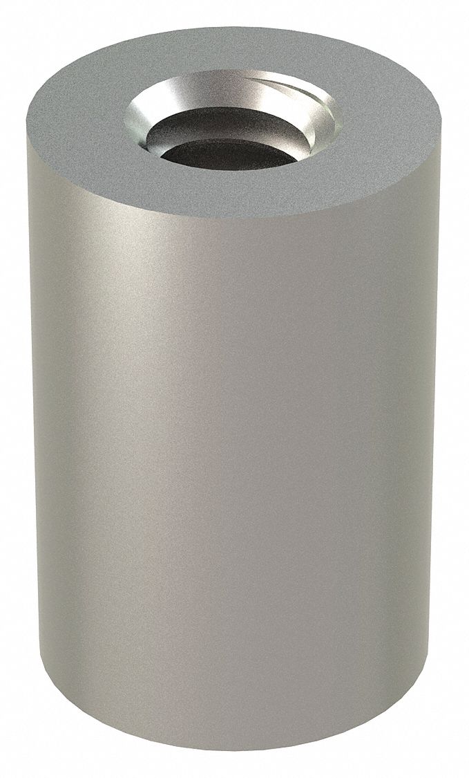 Standoff: 1/4"-20 Thrd Sz, 3/4 in Lg, Round, Stainless Steel, Plain, 1/2 in Dia