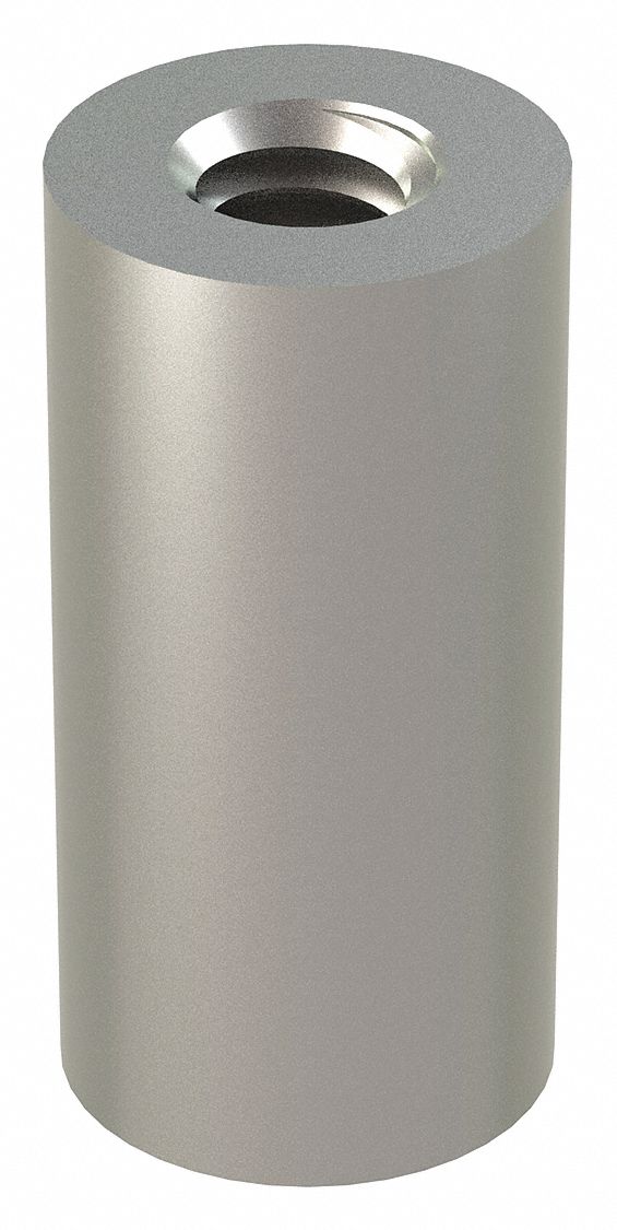 Standoff: 1/4"-20 Thrd Sz, 1 in Lg, Round, Stainless Steel, Plain, 1/2 in Dia