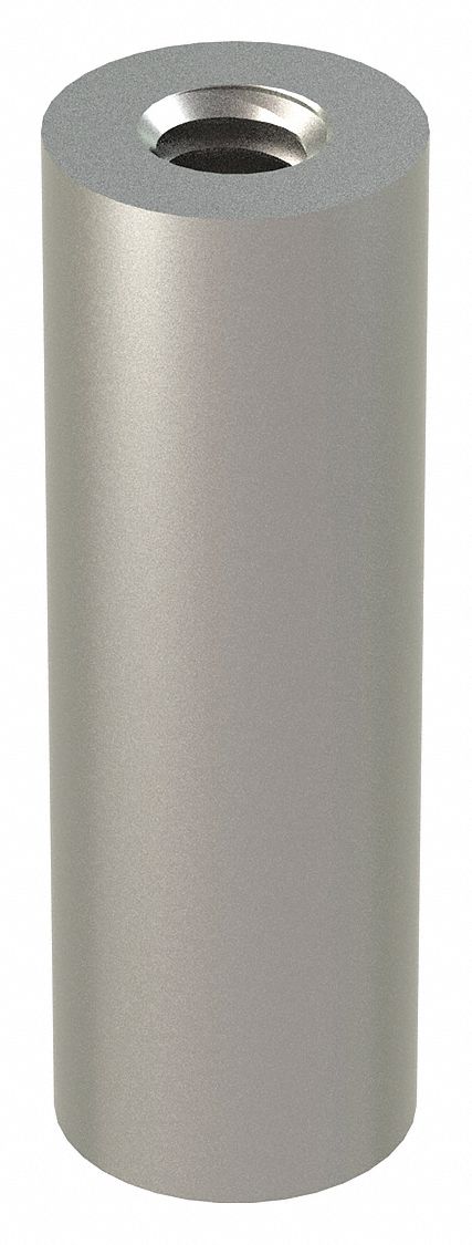 Standoff: 1/4"-20 Thrd Sz, 1 1/2 in Lg, Round, Stainless Steel, Plain, 1/2 in Dia