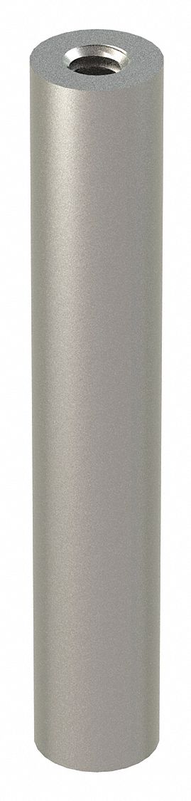 Standoff: 1/4"-20 Thrd Sz, 3 in Lg, Round, Stainless Steel, Plain, 1/2 in Dia