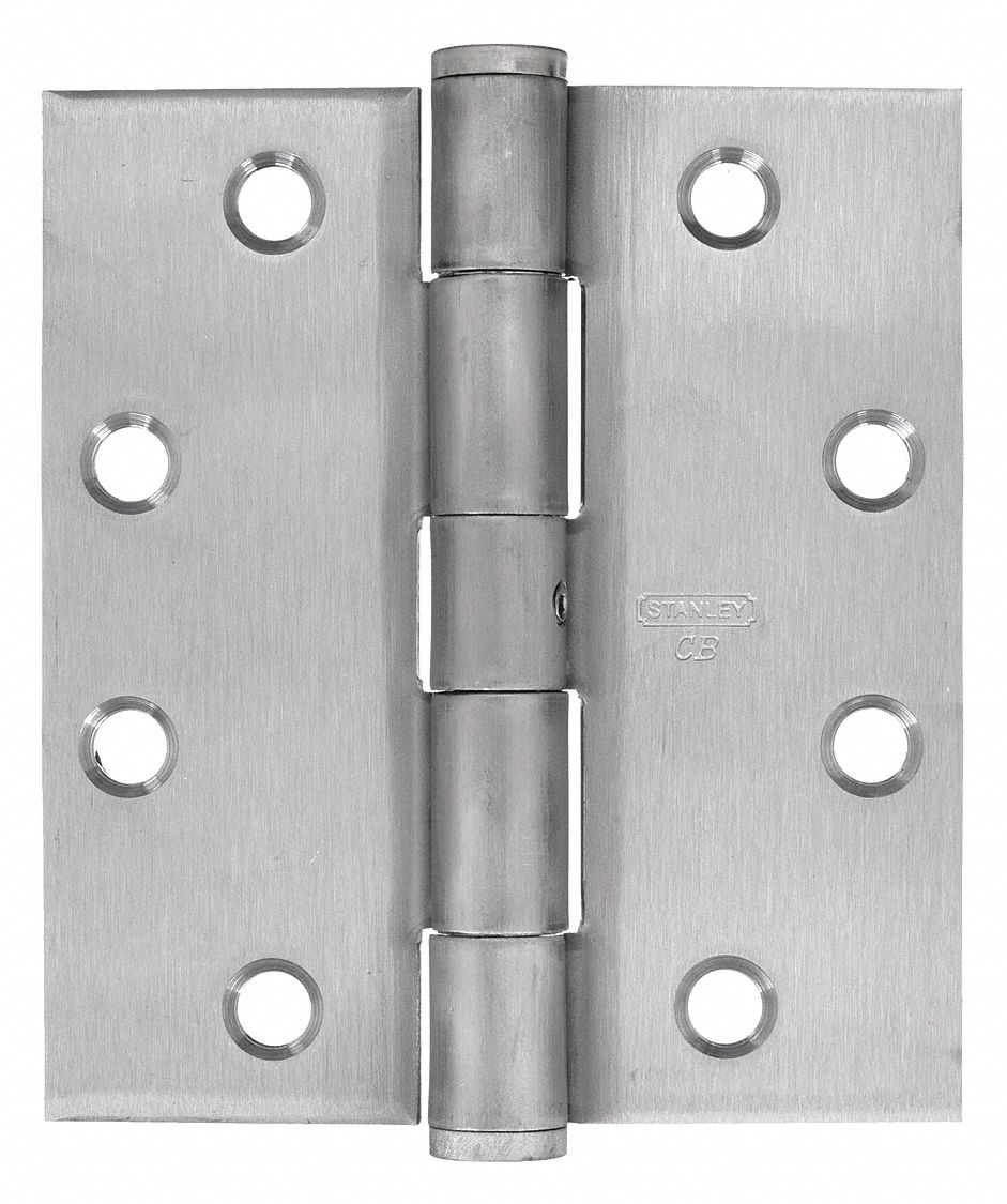 Butt Hinge: Stainless Steel, Full Mortise, 1 3/4 in Leaf Wd