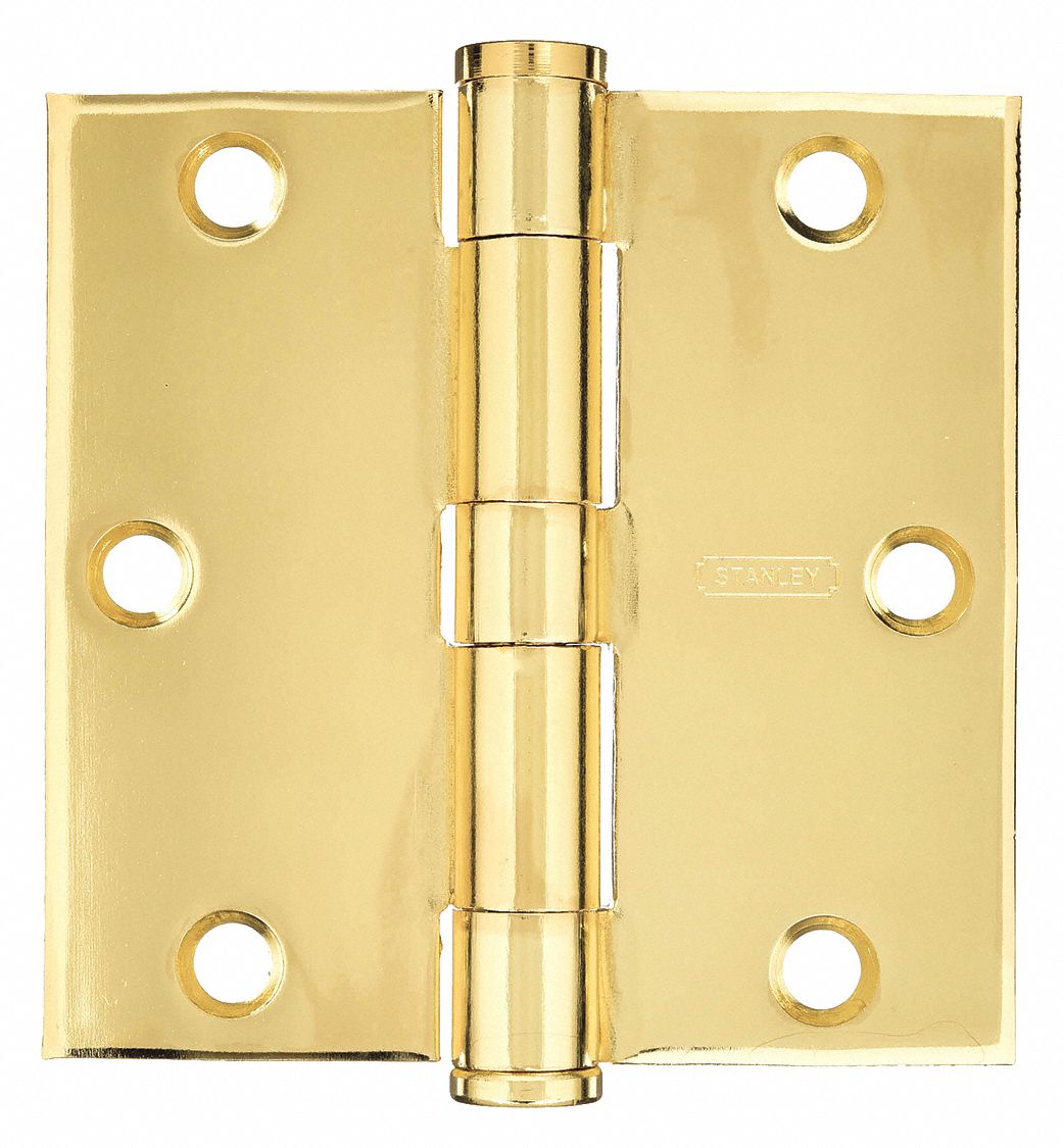 Butt Hinge: Steel, Full Mortise, 1 1/2 in Leaf Wd