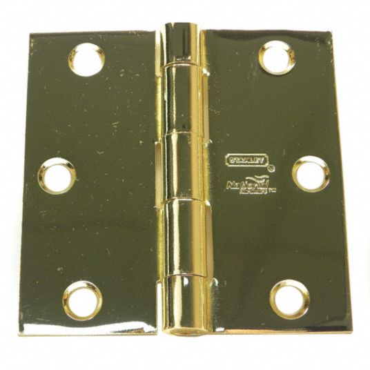 STANLEY Butt Hinge 3 Holes per Leaf, 3 in Door Leaf Ht, 1 1/4 in Door