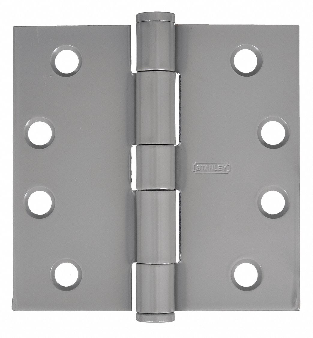 Butt Hinge: Steel, Full Mortise, 1 1/2 in Leaf Wd