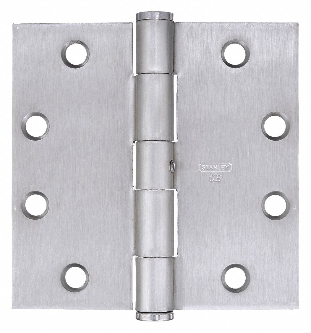 Butt Hinge: Steel, Full Mortise, 1 3/4 in Leaf Wd