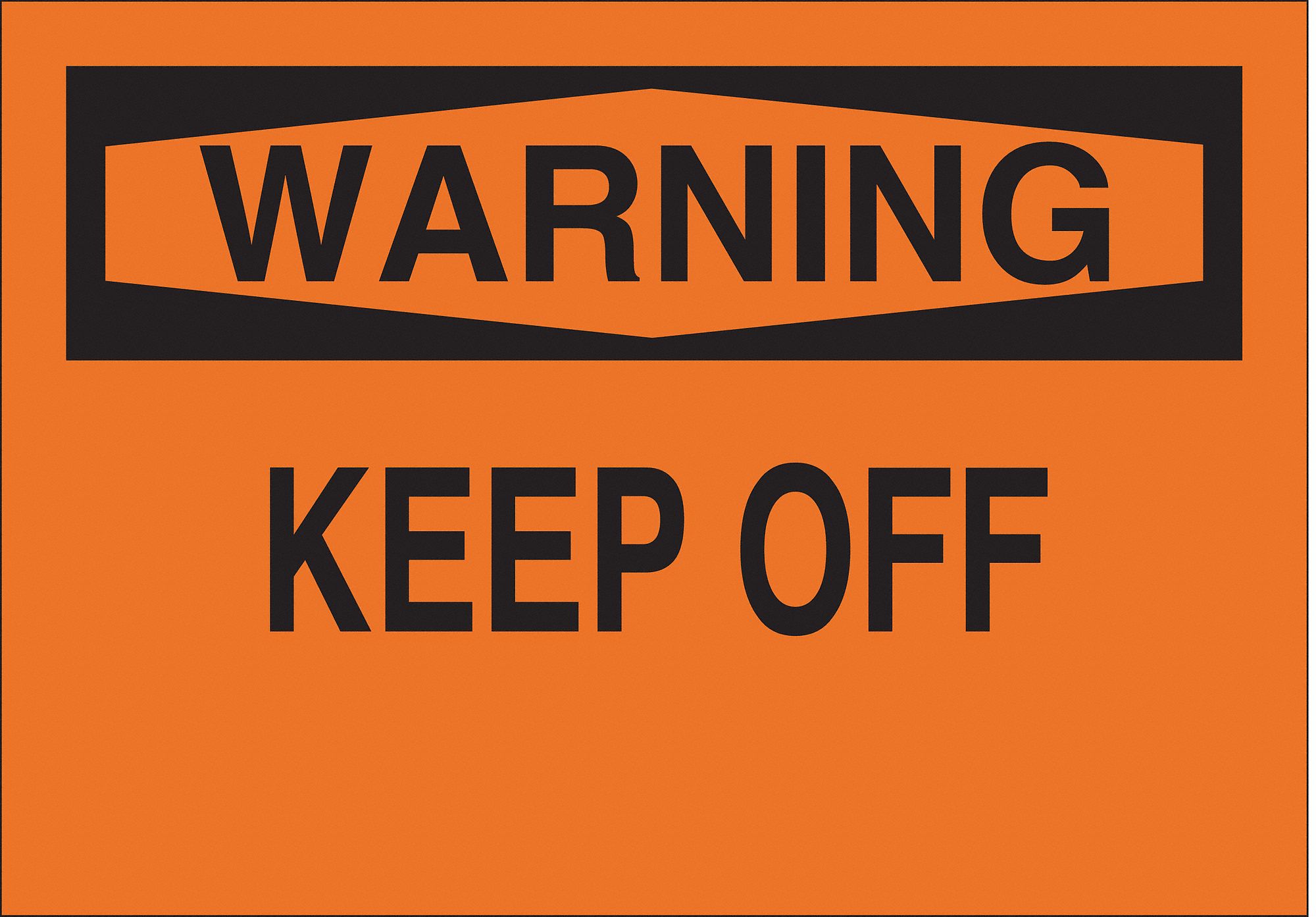 WARNING SIGN, POLYESTER, 10 IN WIDTH, 7 IN HEIGHT, ORANGE, ADHESIVE SURFACE