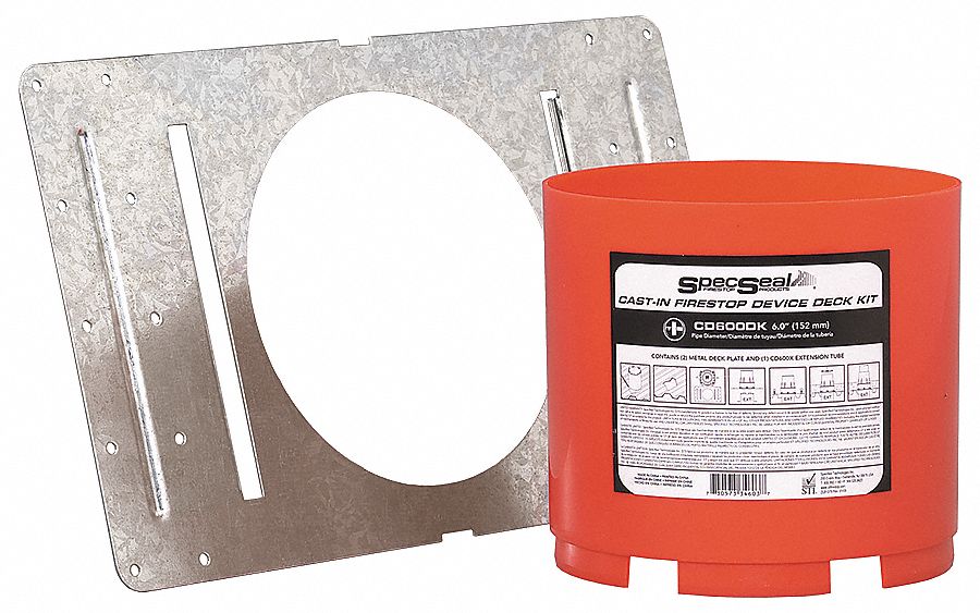 Deck Adapter: 6 in Overall Ht, 3 hr, Plastic, Adapters for Cast In Devices