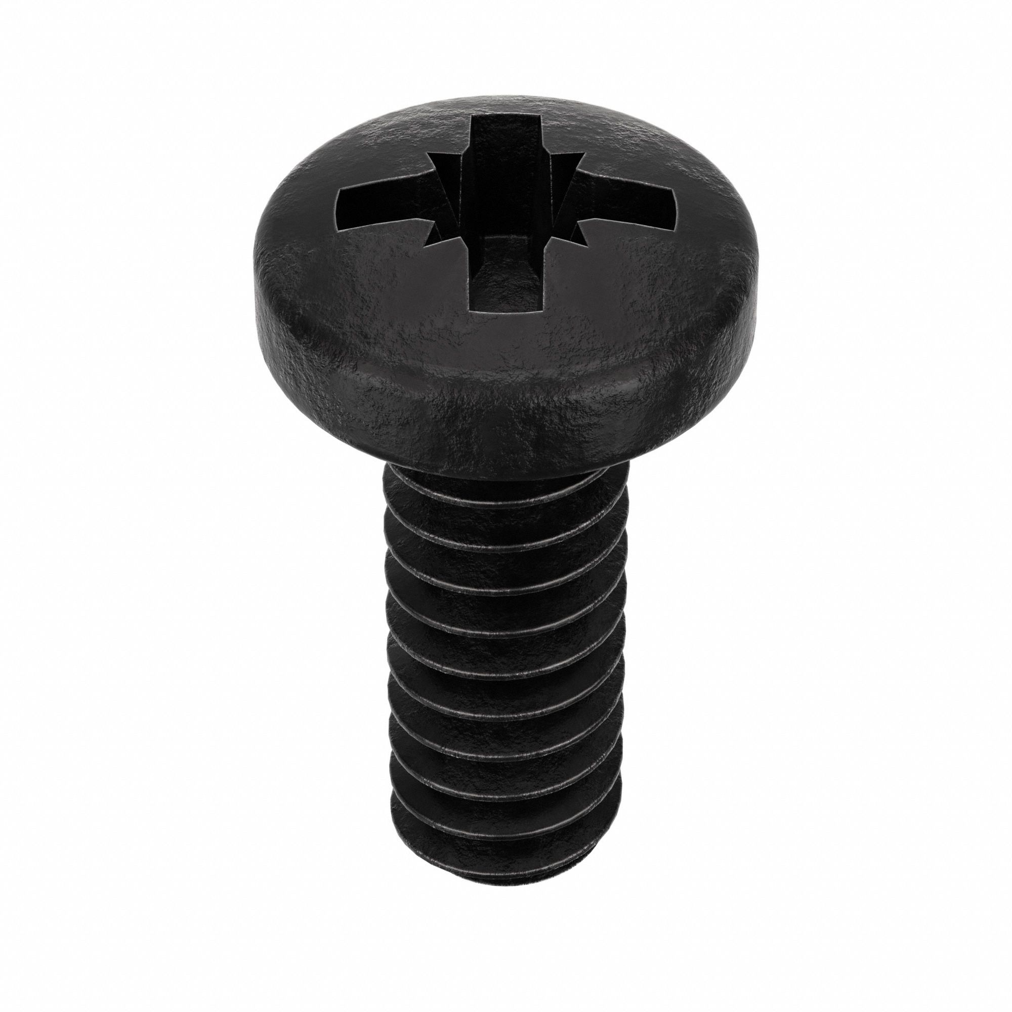 MACHINE SCREW, #6-32 THREAD, ⅜ IN L, 18-8 STAINLESS STEEL, BLACK OXIDE, PAN, PHILLIPS, 50 PK