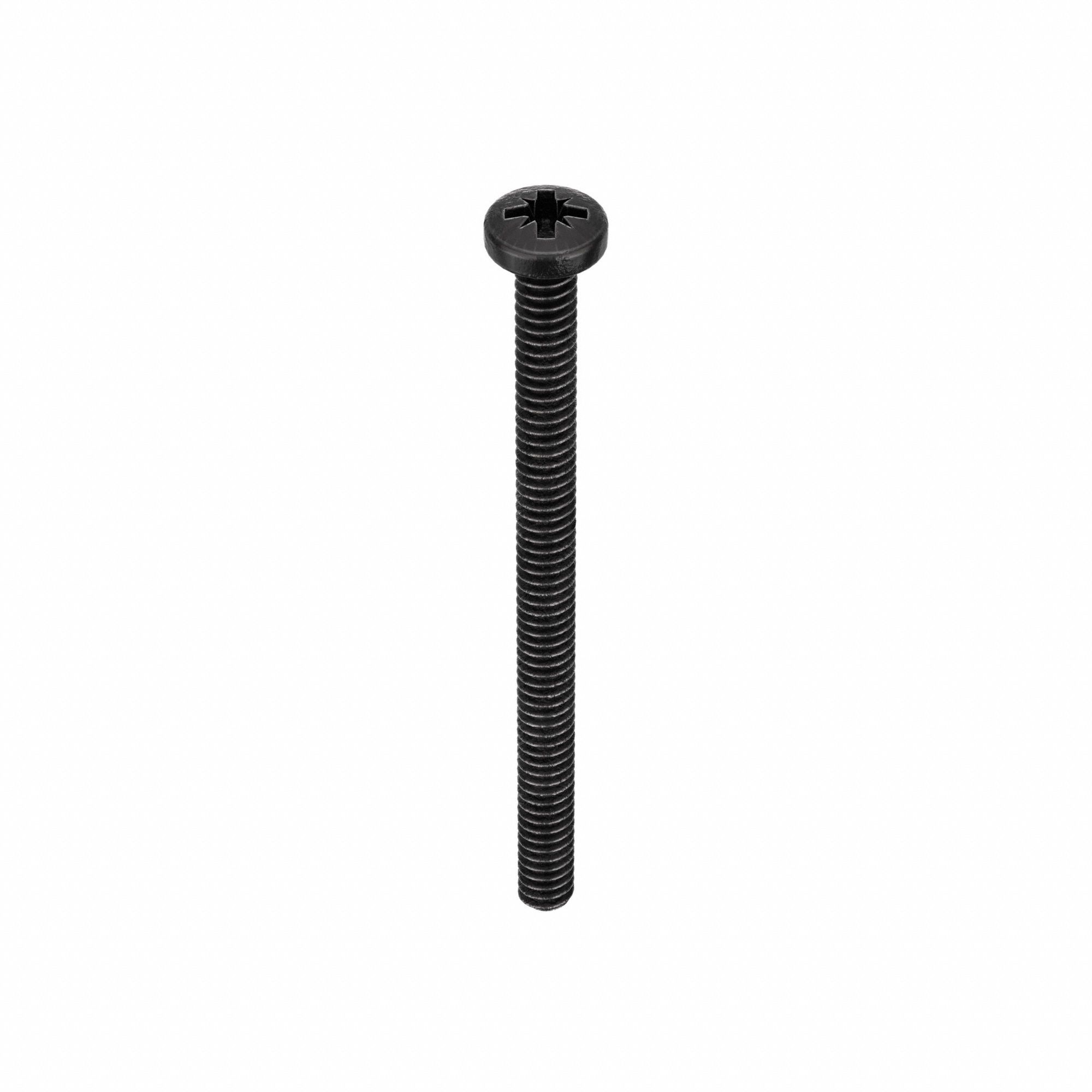 MACHINE SCREW, #6-32 THREAD, 29/32 IN L, 18-8 STAINLESS STEEL, BLACK OXIDE, PAN, INCH, 50 PK