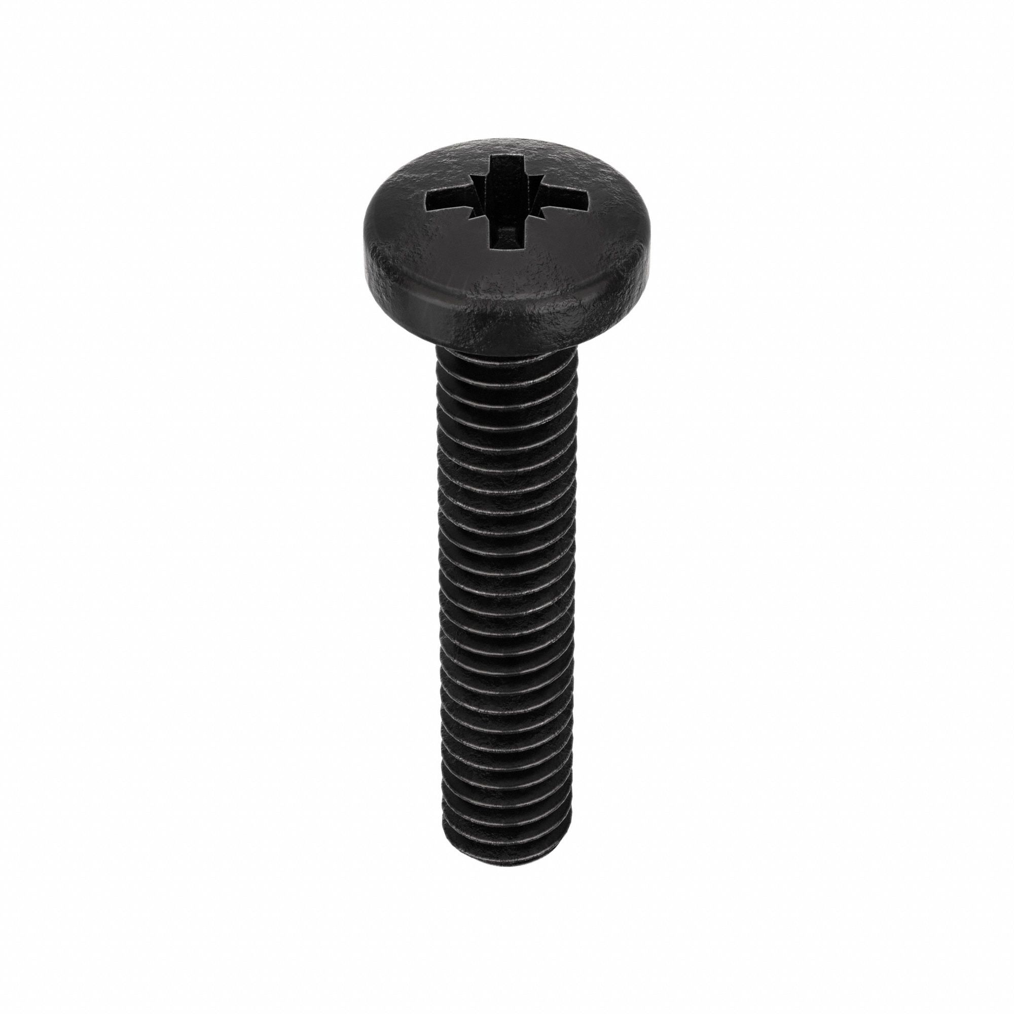 Machine Screw: #8-32 Thread Size, 49/64 in Lg, 18-8, Stainless Steel, Black Oxide, Pan, 50 PK