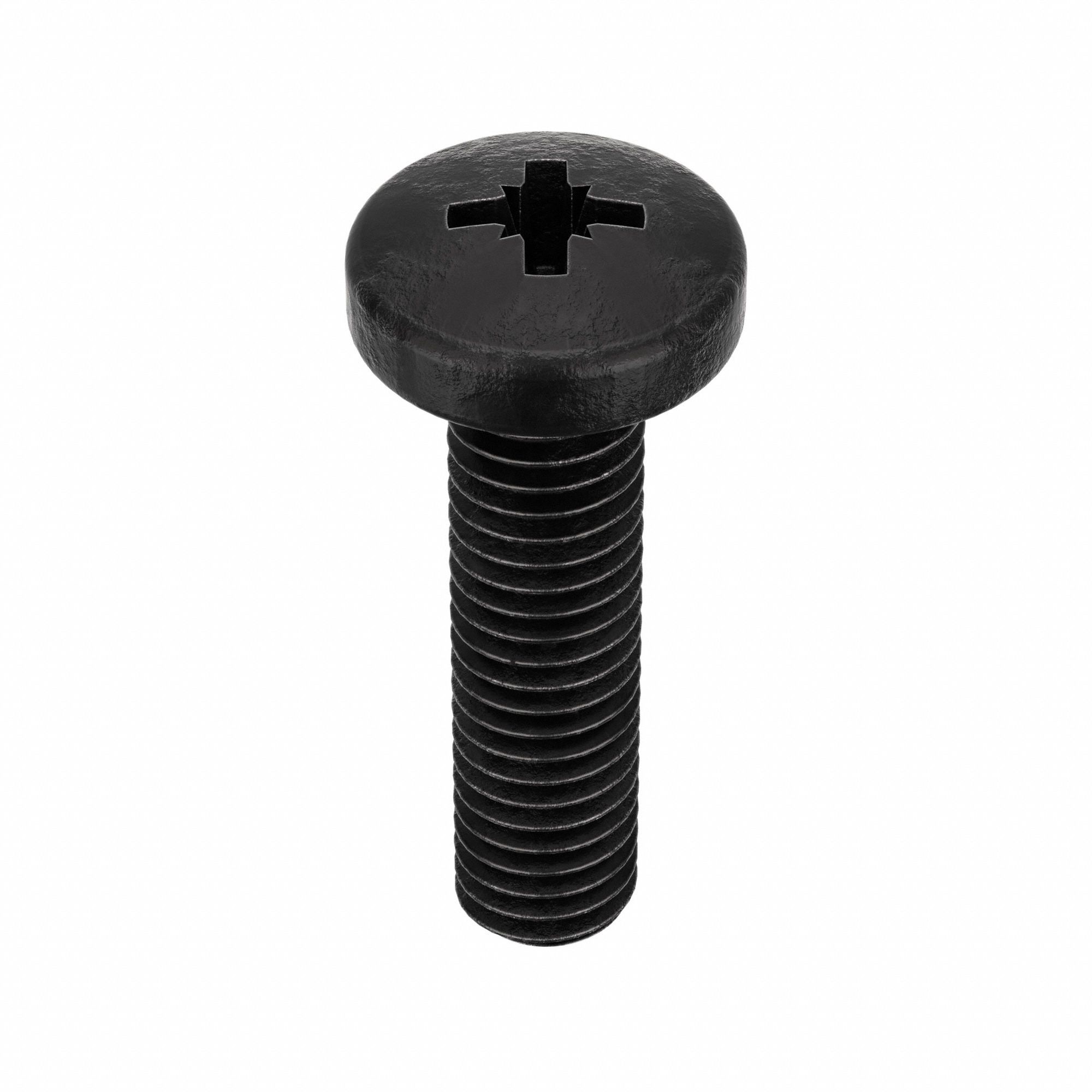 Machine Screw: #10-32 Thread Size, 5/8 in Lg, 18-8, Stainless Steel, Black Oxide, Pan, 50 PK
