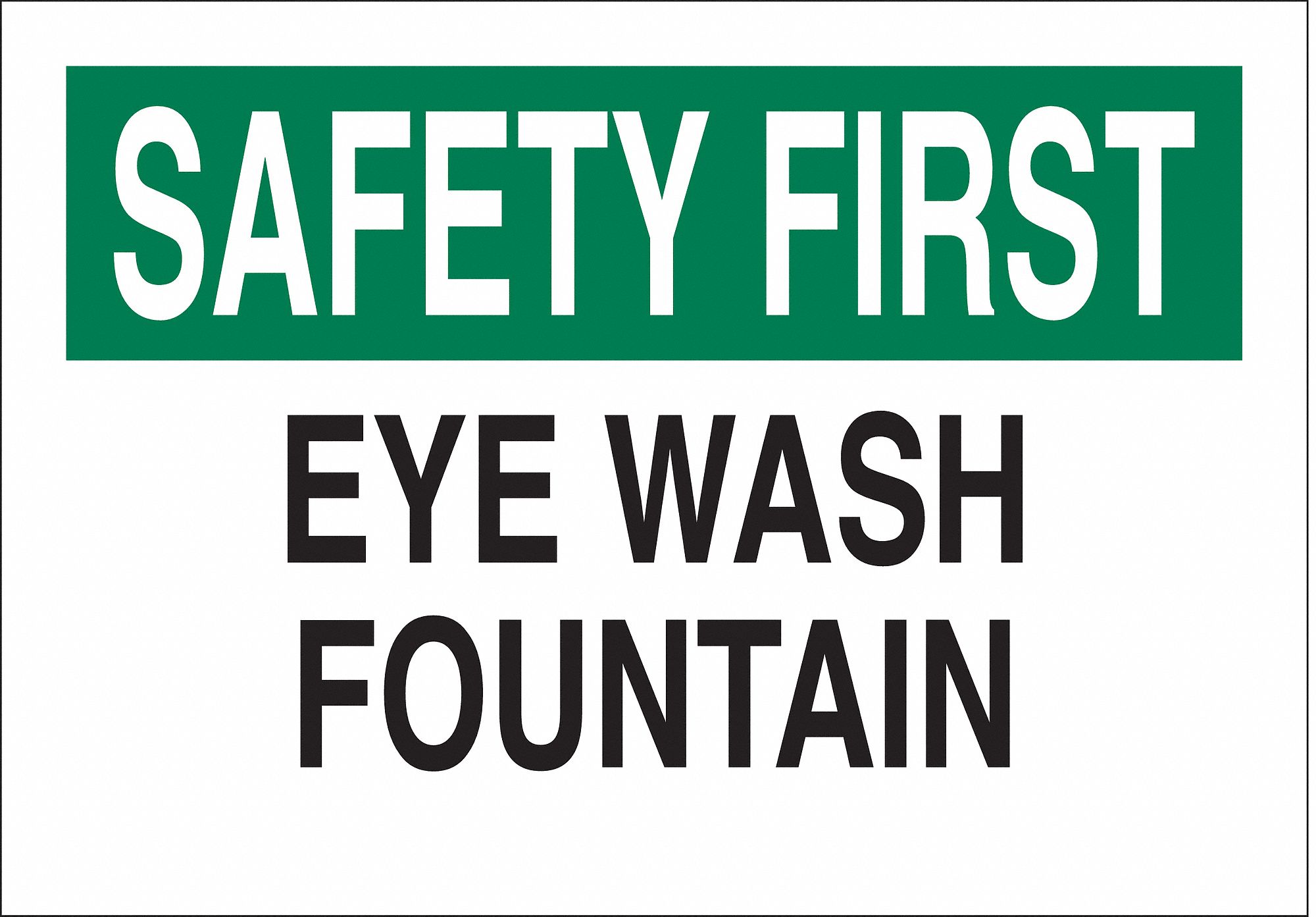 EYE WASH SIGN, PLASTIC, 10 IN WIDTH, 7 IN HEIGHT, WHITE, WITH MOUNTING HOLES
