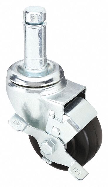 GENERAL PURPOSE FRICTION-RING STEM CASTER, 3 IN WHEEL DIA, 200 LB, RUBBER, DELRIN