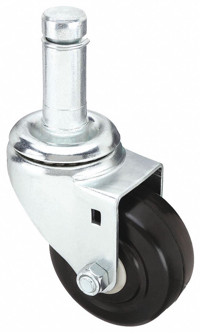 SWIVEL STEM CASTER,3 IN,75 LB,RUBBE