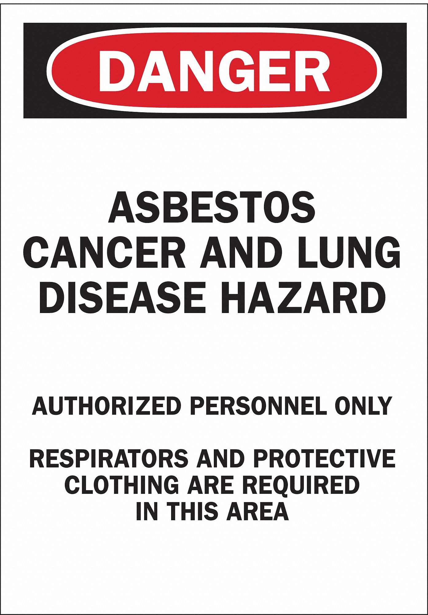 DANGER SIGN, 14 IN X 10 IN, 0.059 IN, PLASTIC, WITH MOUNTING HOLES SIGN MOUNTING, DANGER HEADER, WHITE