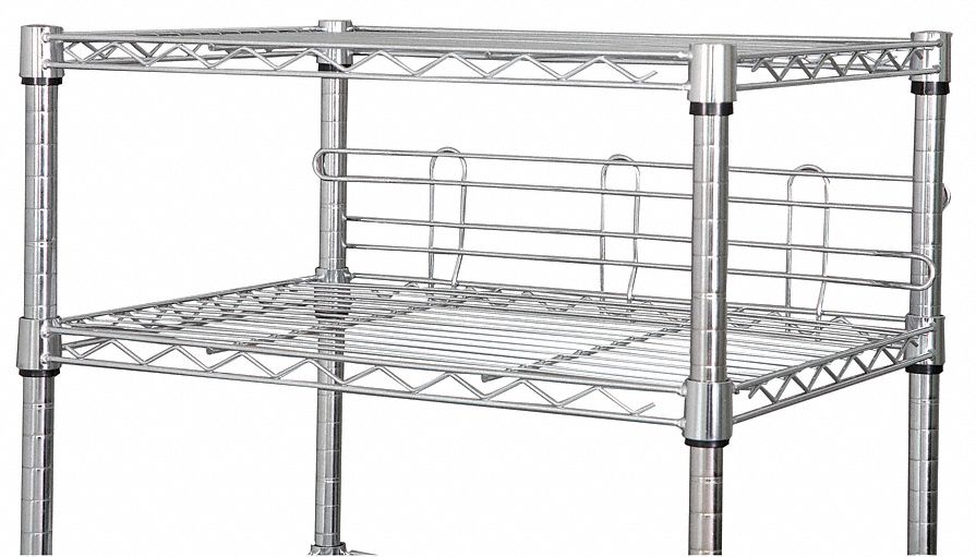 LEDGE, 1⅜ IN X 24 IN X 6 IN, STEEL, CHROME, SHELF SIDE/BACK LEDGE