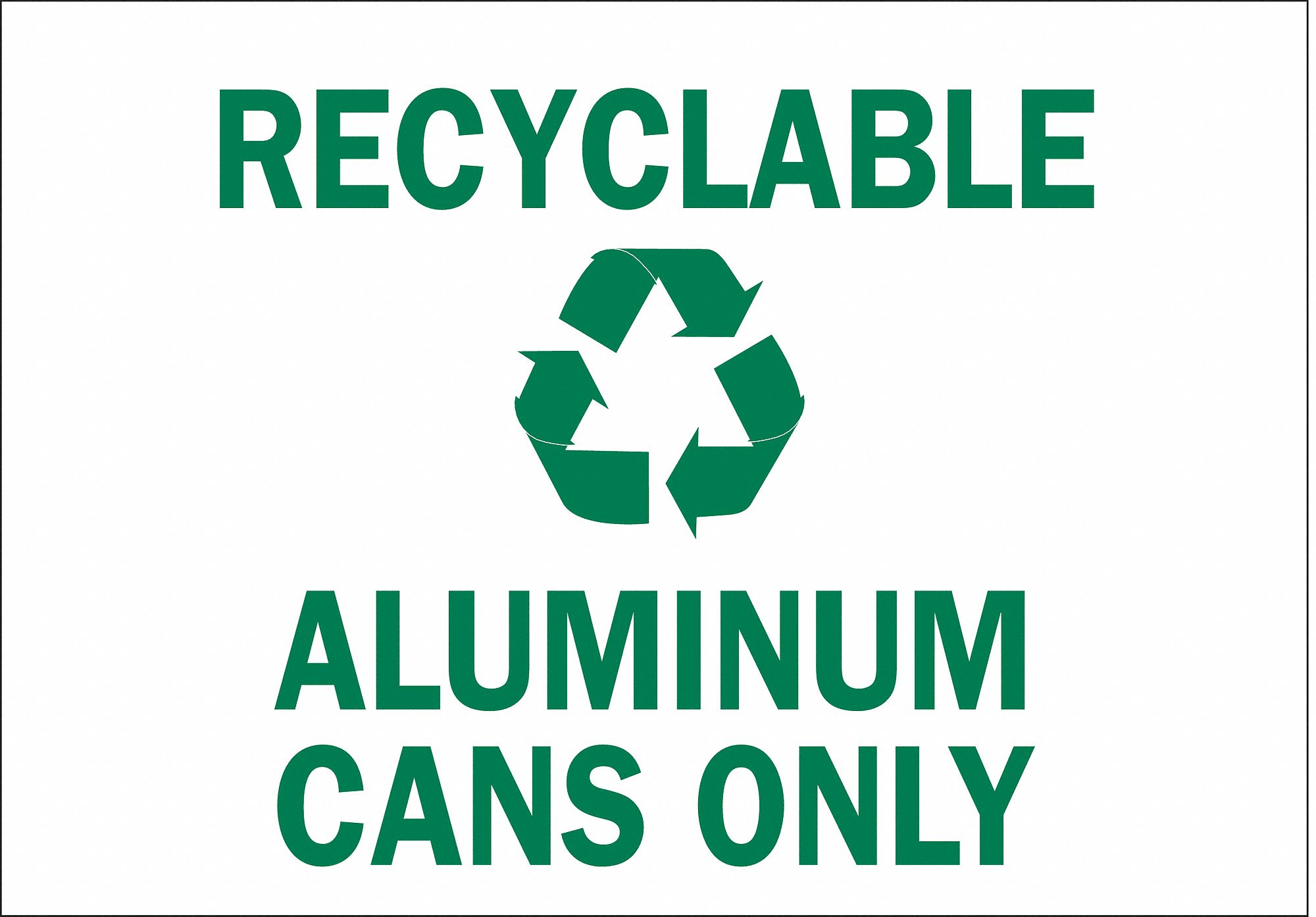 RECYCLING SIGN, POLYESTER, 10 IN WIDTH, 7 IN HEIGHT, WHITE, ADHESIVE SURFACE