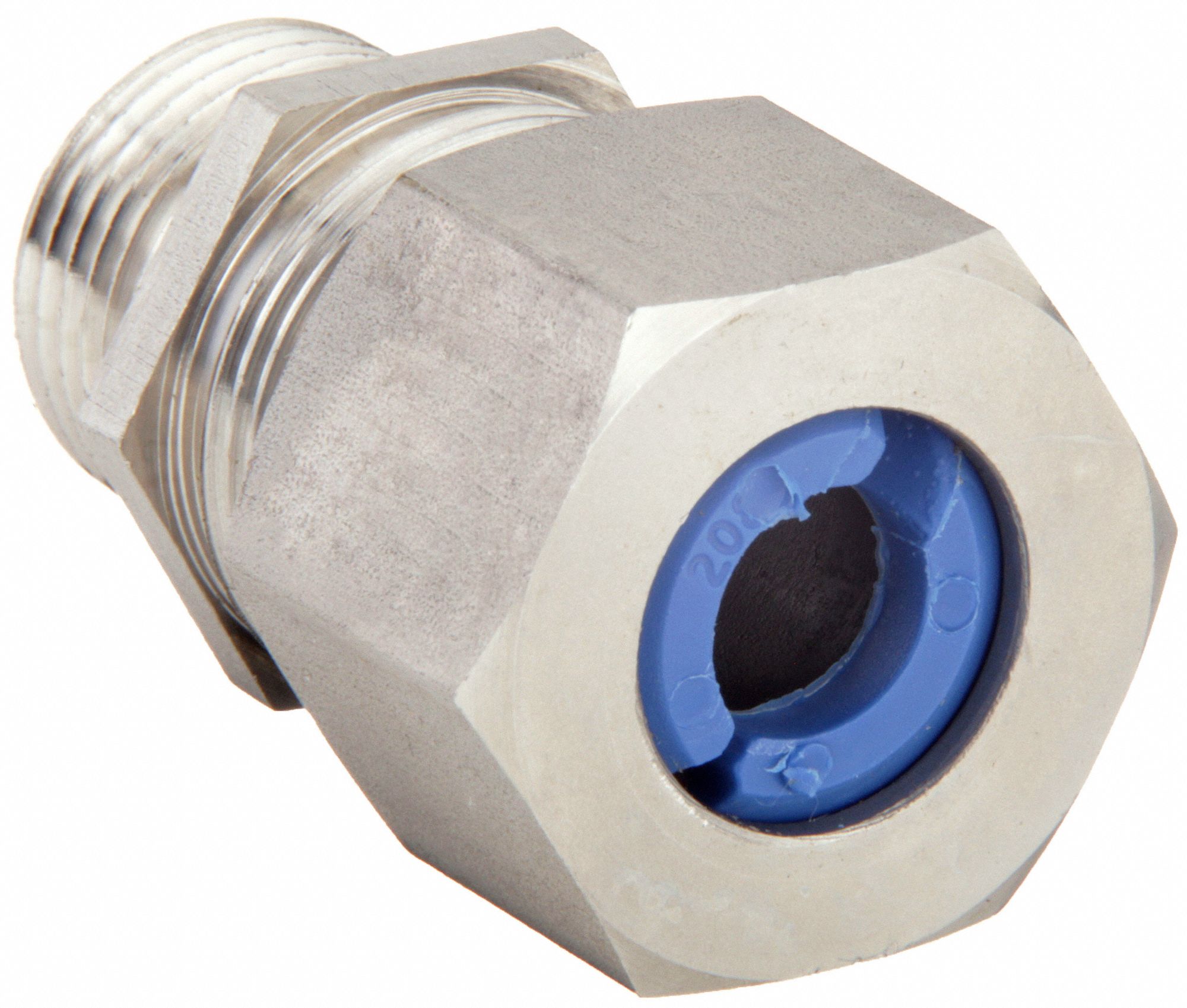 LIQUID TIGHT CORD CONNECTOR, STAINLESS STEEL, ½ IN MNPT, 0.38 IN TO 0.50 IN, SILVER