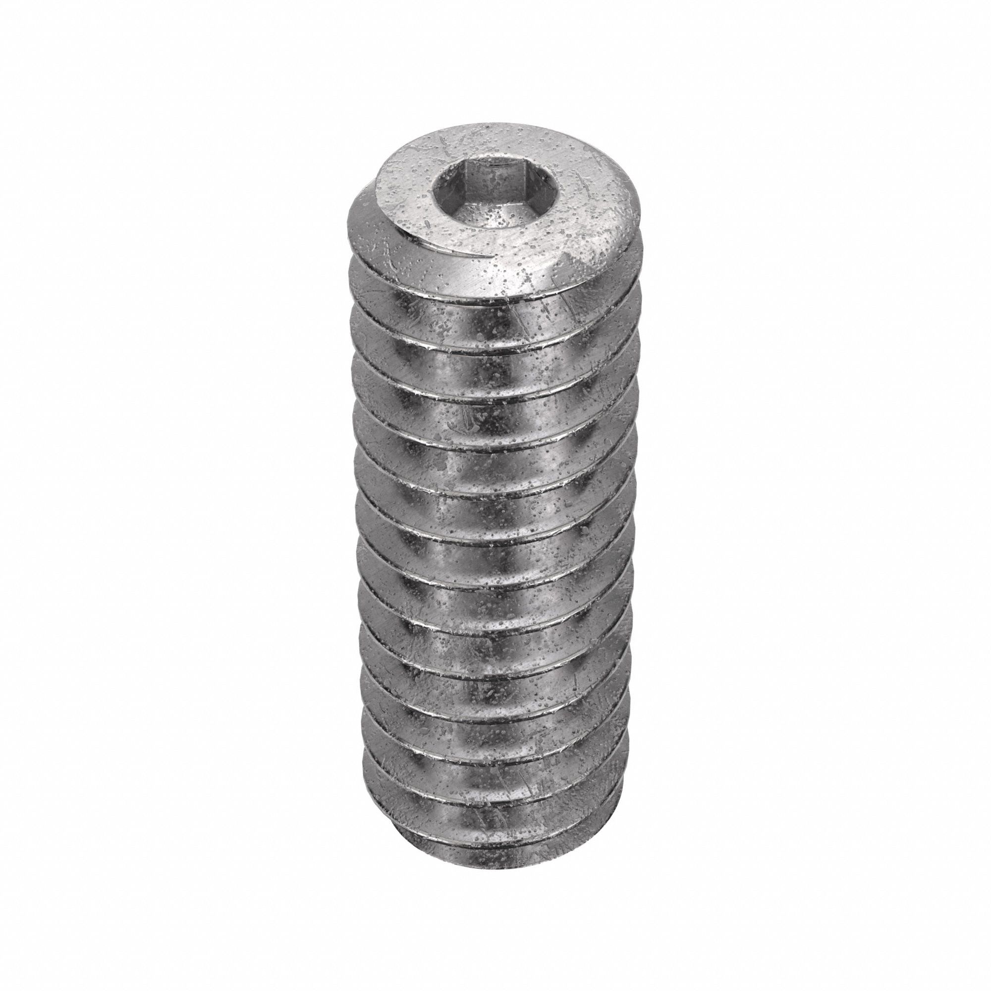 Socket Set Screw: #2-56 Thread Size, 1/4 in Overall Lg, Cup pt, Stainless Steel, Plain, Socket, 5 PK