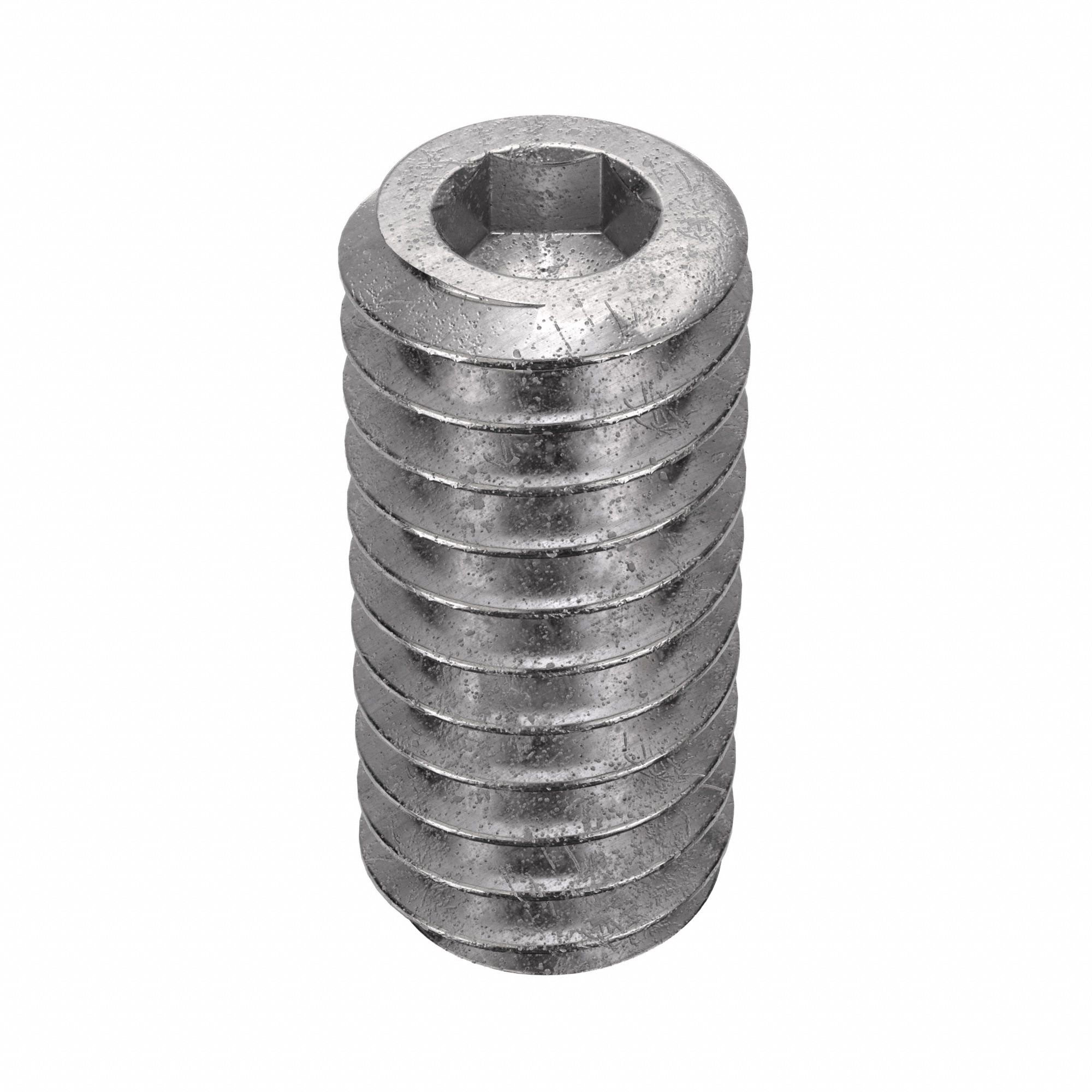 Socket Set Screw: #8-32 Thread Size, 3/8 in Overall Lg, Cup pt, Stainless Steel, Plain, Socket, 5 PK