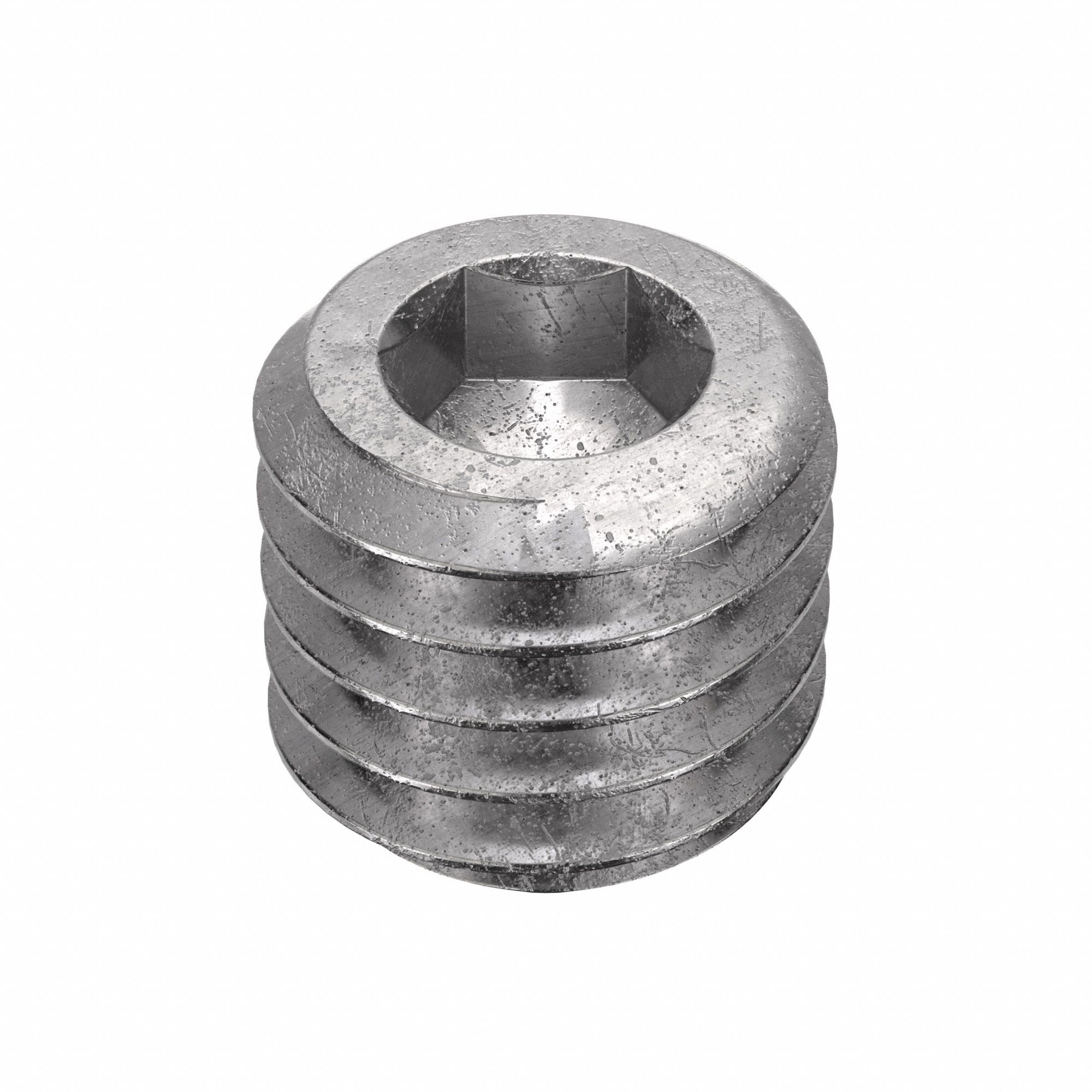 Socket Set Screw: #10-32 Thread Size, 3/16 in Overall Lg, Cup pt, Stainless Steel, Plain, 5 PK